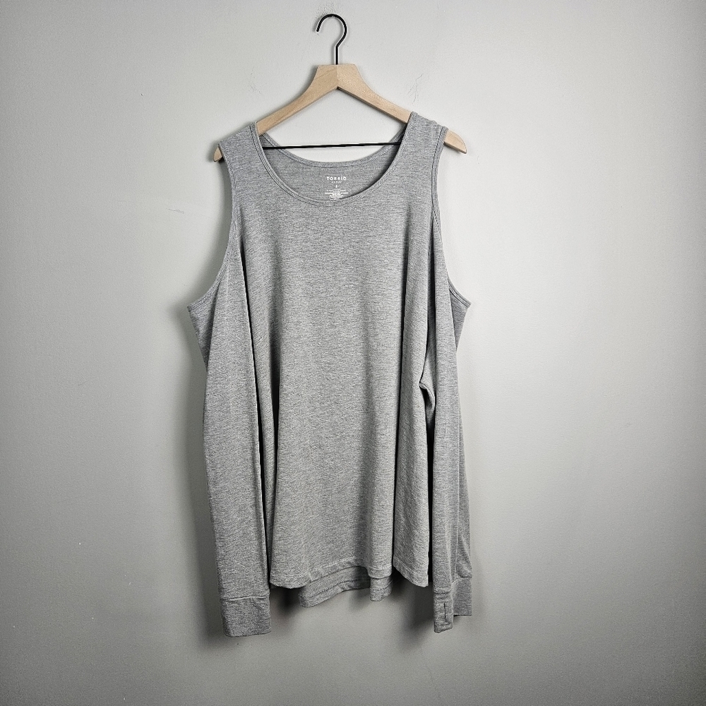 Torrid Active Gray Cold Shoulder Long Sleeve Top 6